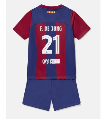 Barcelona Frenkie de Jong #21 Koszulka Podstawowych Dziecięca 2023-24 Krótki Rękaw (+ Krótkie spodenki)